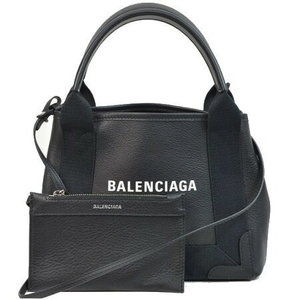 Balenciaga Navy Blue Cabas Leather Tote Bag